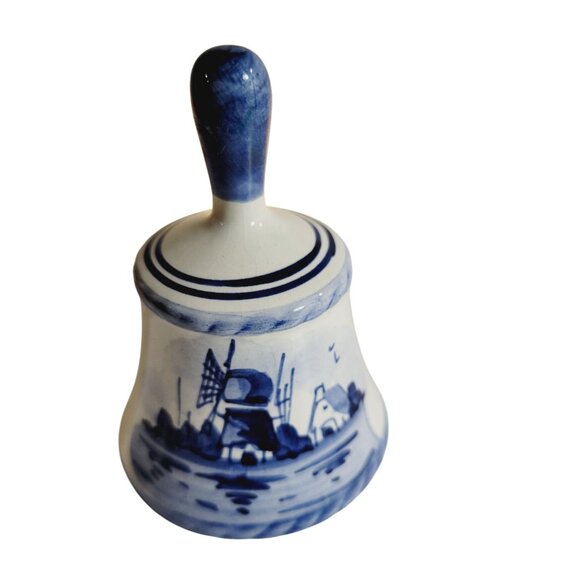 Signed Delft Blue Dutch Bell Holland Porcelain Hand Painted Blue and White - Picture 5 of 8